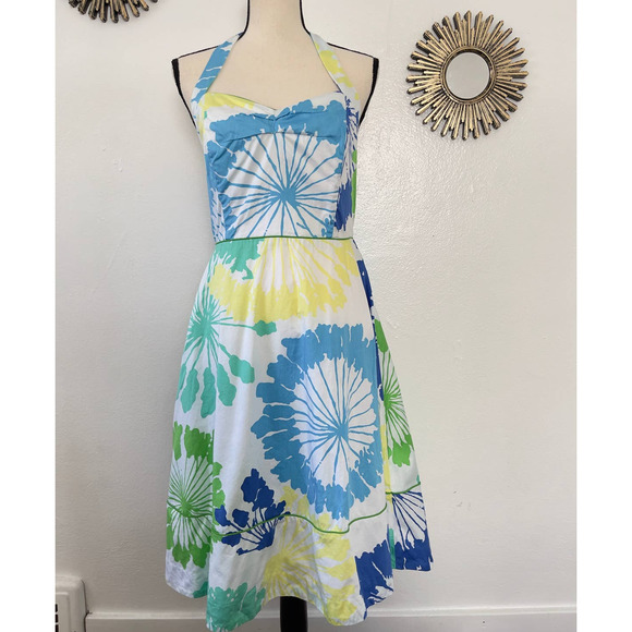 Lilly Pulitzer Dresses & Skirts - Vintage Lily Pulitzer Blue Dress Women Size 6 Floral Print Halter Neck Corset